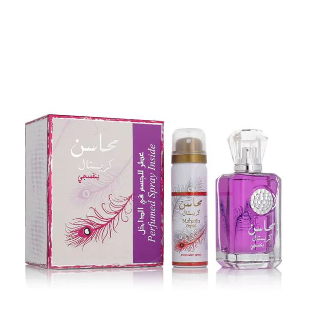 lattafa mahasin crystal violet woda perfumowana 100 ml   zestaw  